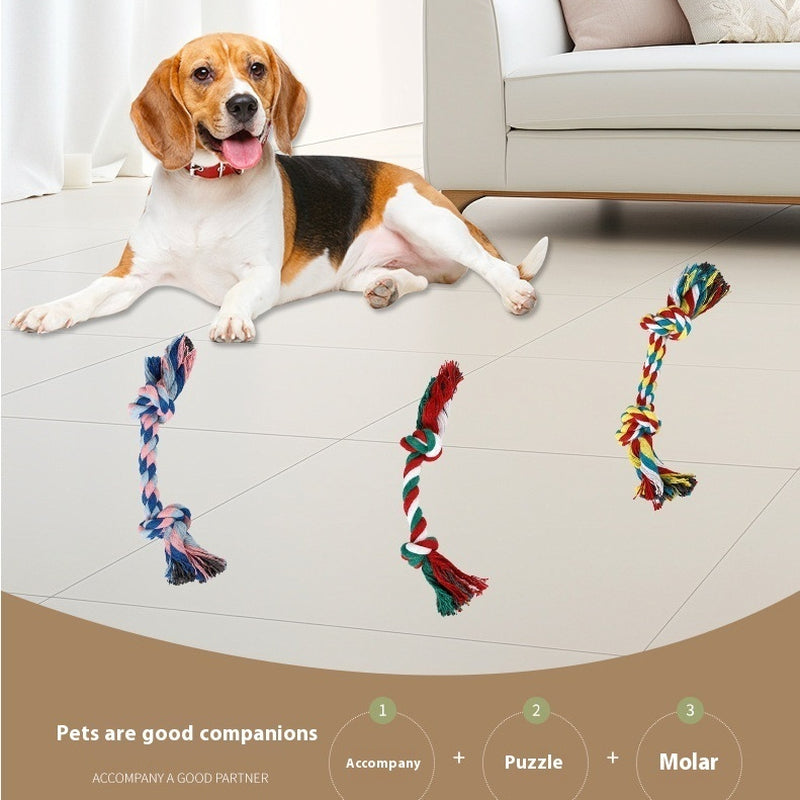 28cm Durable Dog Rope Toy – Double Knot Cotton Chew & Bite-Resistant Toy