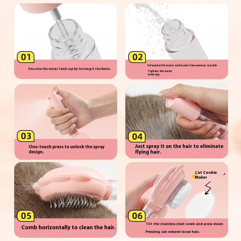 2-in-1 Self-Cleaning  Brush – Grooming Hair Remover & Spray Comb for Pets 