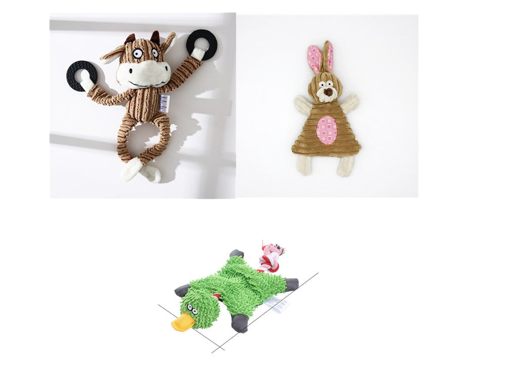 Pet Toy Donkey Shape Corduroy Chew Toy for Dogs Puppy Squeaker Squeaky Plush Bone Molar Dog Toy Pet Training Dog