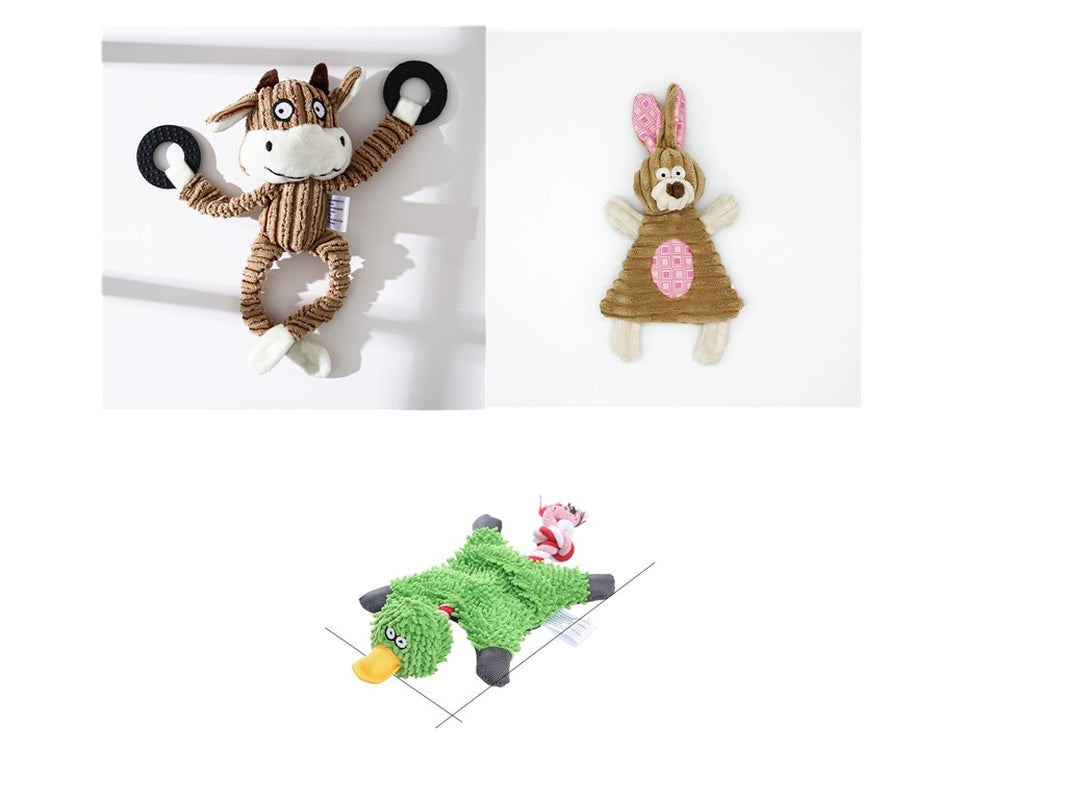 Pet Toy Donkey Shape Corduroy Chew Toy for Dogs Puppy Squeaker Squeaky Plush Bone Molar Dog Toy Pet Training Dog