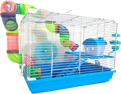 2 Levels Habitat Hamster Home Wire Cage + Full Set Accessories (Rodent Gerbil Mouse Mice Rat)