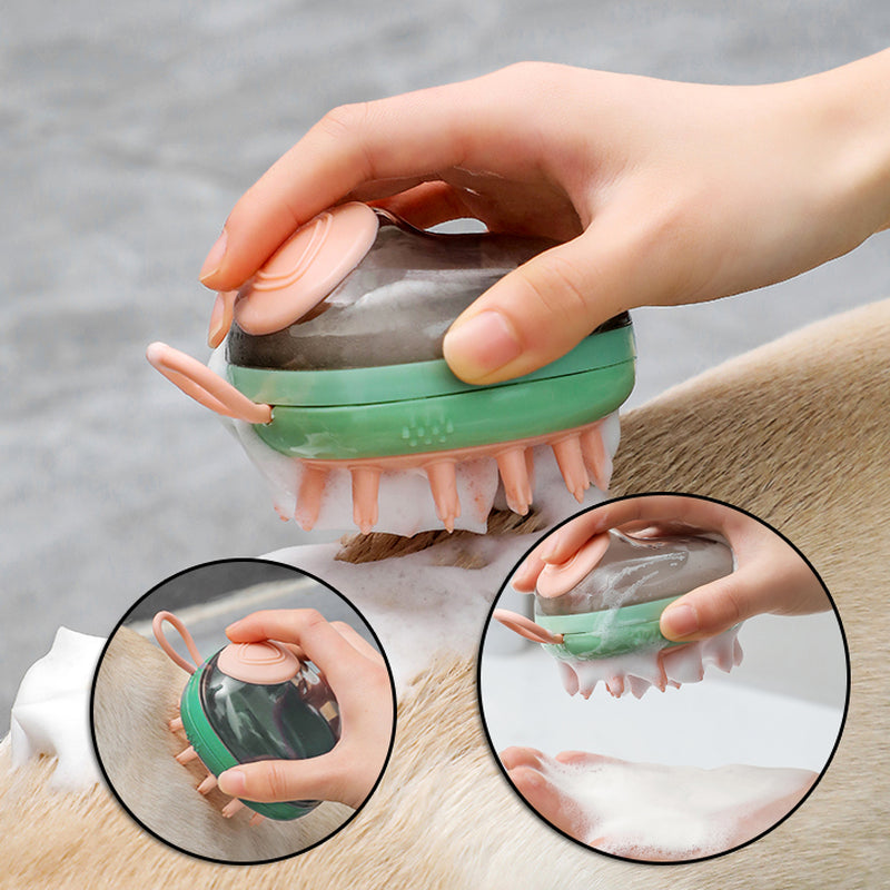  2-in-1 Pet Grooming Brush & Shampoo Dispenser – Bathing & Massage Tool