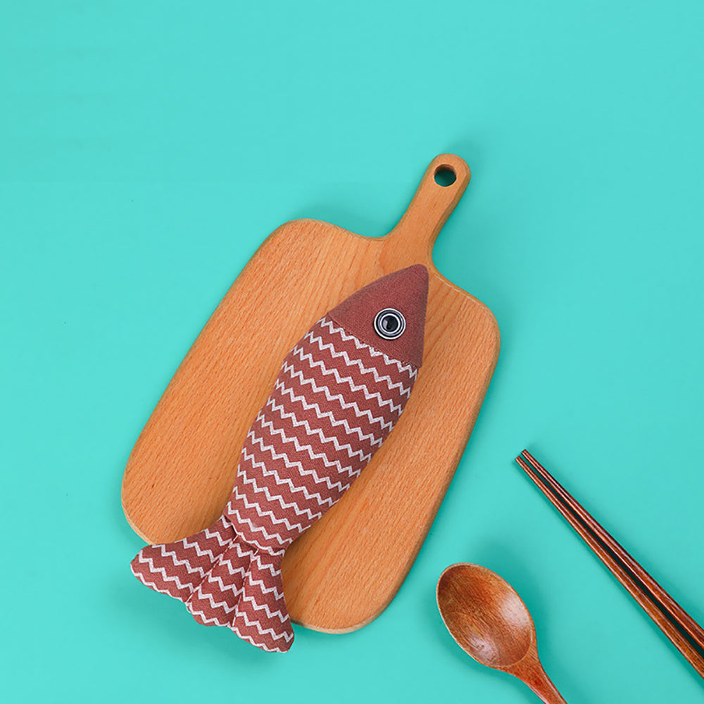 Burlap Catnip Fish Toy – Durable Interactive Kicker & Teething Cat Toy with Crinkle Sound