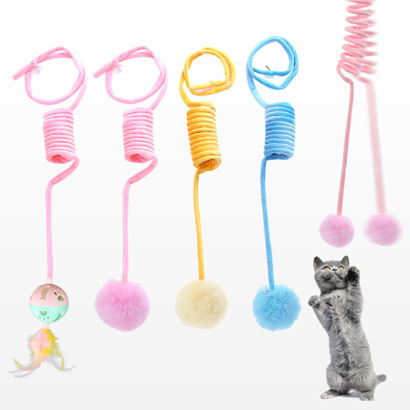 Interactive Cat Toy – Self-Hi Sucker Spring Rabbit Hairball Play Gadget