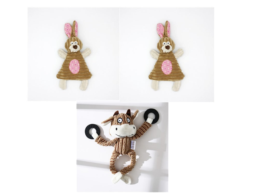 Pet Toy Donkey Shape Corduroy Chew Toy for Dogs Puppy Squeaker Squeaky Plush Bone Molar Dog Toy Pet Training Dog