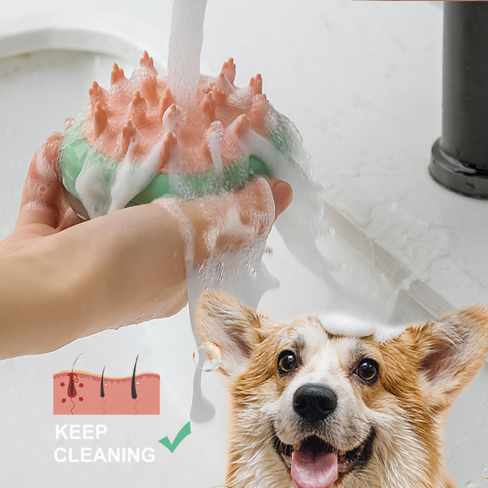  2-in-1 Pet Grooming Brush & Shampoo Dispenser – Bathing & Massage Tool