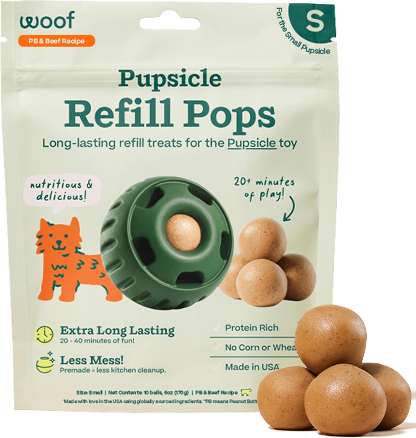 Pupsicle Dog Treats – Low-Mess Peanut Butter Frozen Snacks, Long-Lasting pops (Chicken, Beef, Birthday surprise)