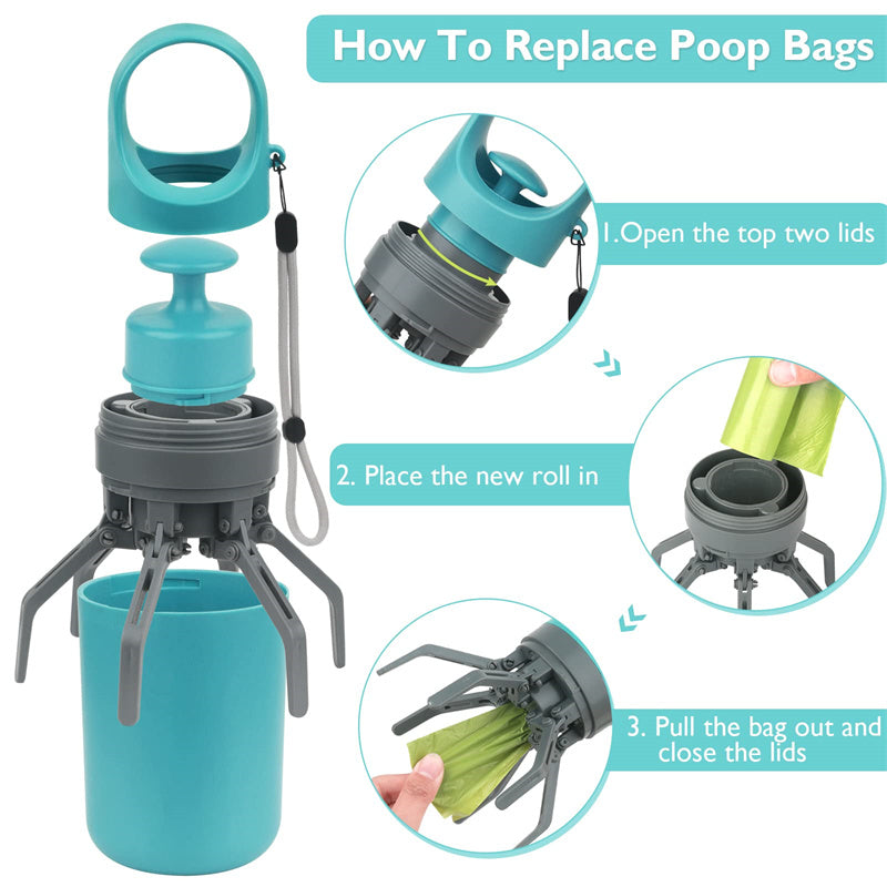 Portable Lightweight Dog Pooper Scooper with Built-In Bag Dispenser